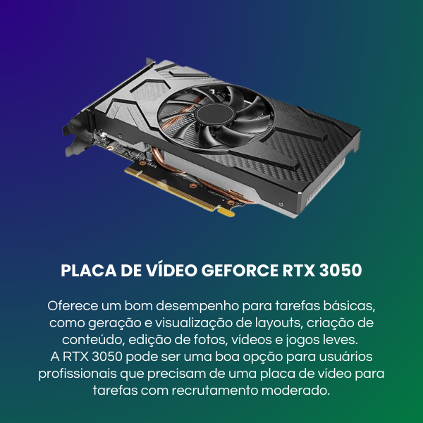 placa de video gpu geforce nvidia rtx 3050